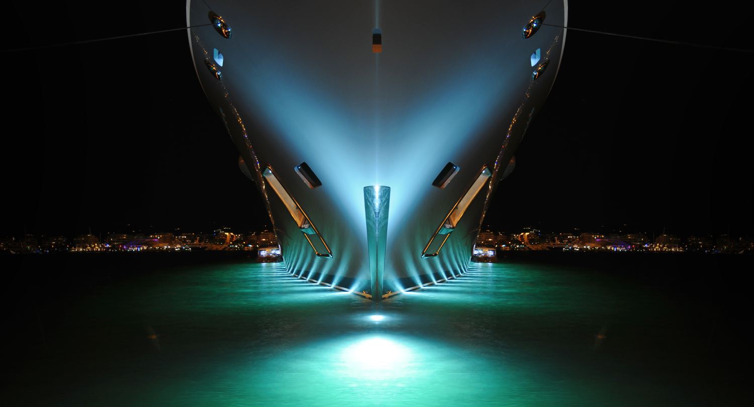 Superyacht at night